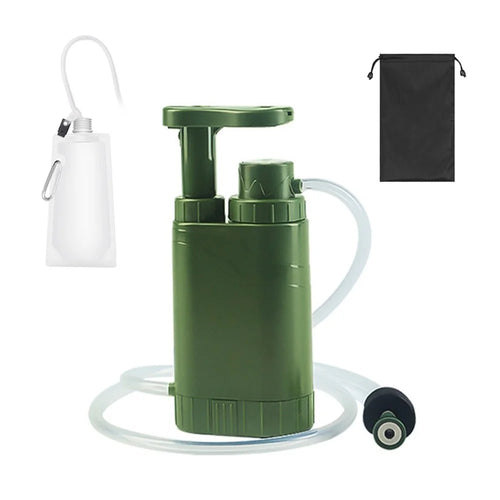 Portable Hand Pump Water Filter 4-Stage Survivor Filter Pro Water Purification System for Hiking Camping Travel Emergency Use - 1