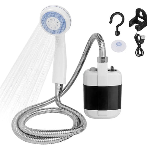 Portable Camping Pet Cleaning Beach Washing Shower 4.9ft Hose Outdoor Shower Device with Rechargeable Pump - 1