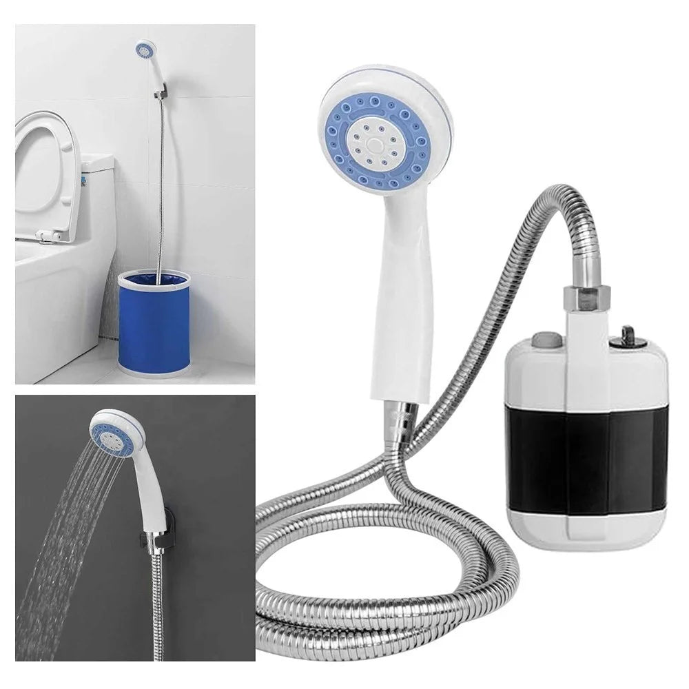 Portable Camping Pet Cleaning Beach Washing Shower 4.9ft Hose Outdoor Shower Device with Rechargeable Pump - 2