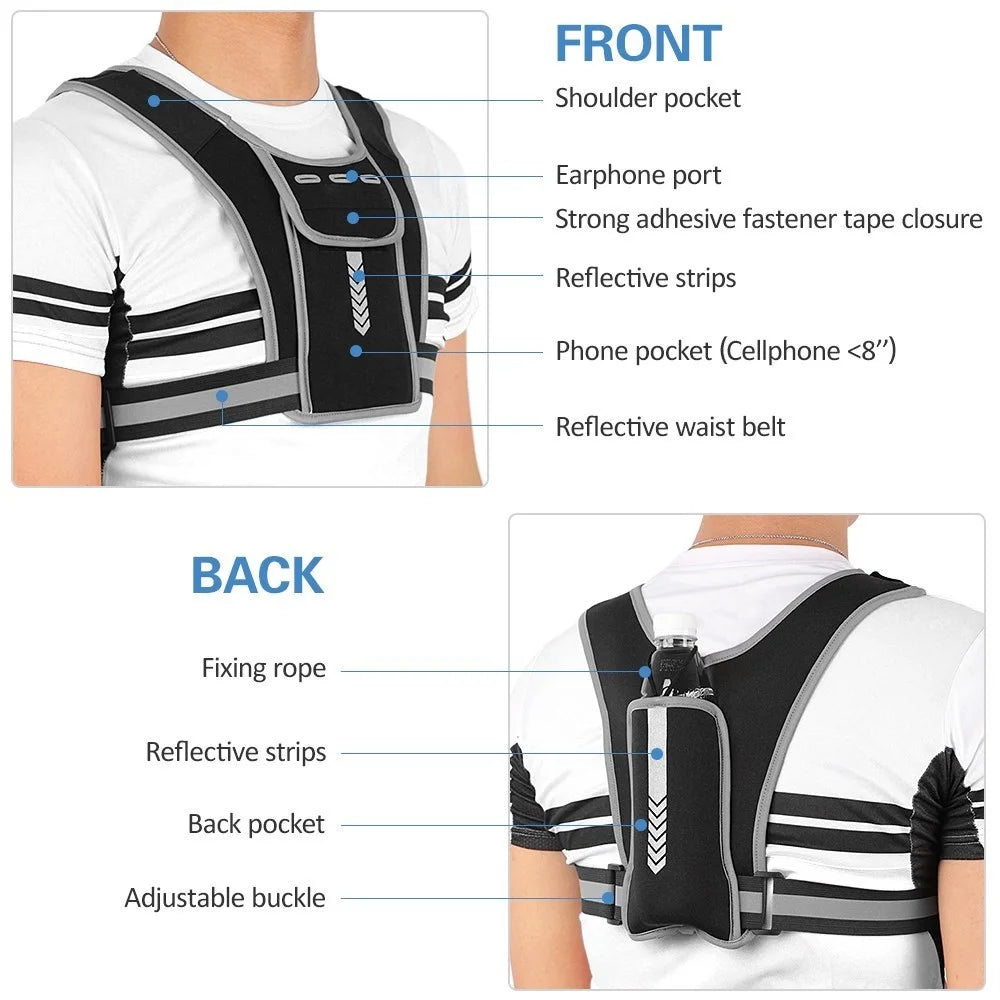 Outdoor Sports Chest Bag Tactical Chest Bag Reflective Vest Workout Gear for Running Hiking Cycling - 2