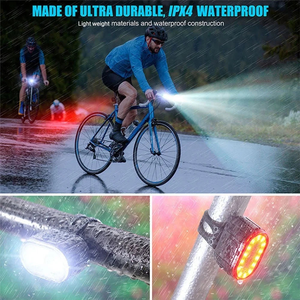 Q3 USB Rechargeable Bike Light Set IPX4 Waterproof Front and Rear Bicycle Lamps for Night Riding, 4+6 Lighting Modes - 2
