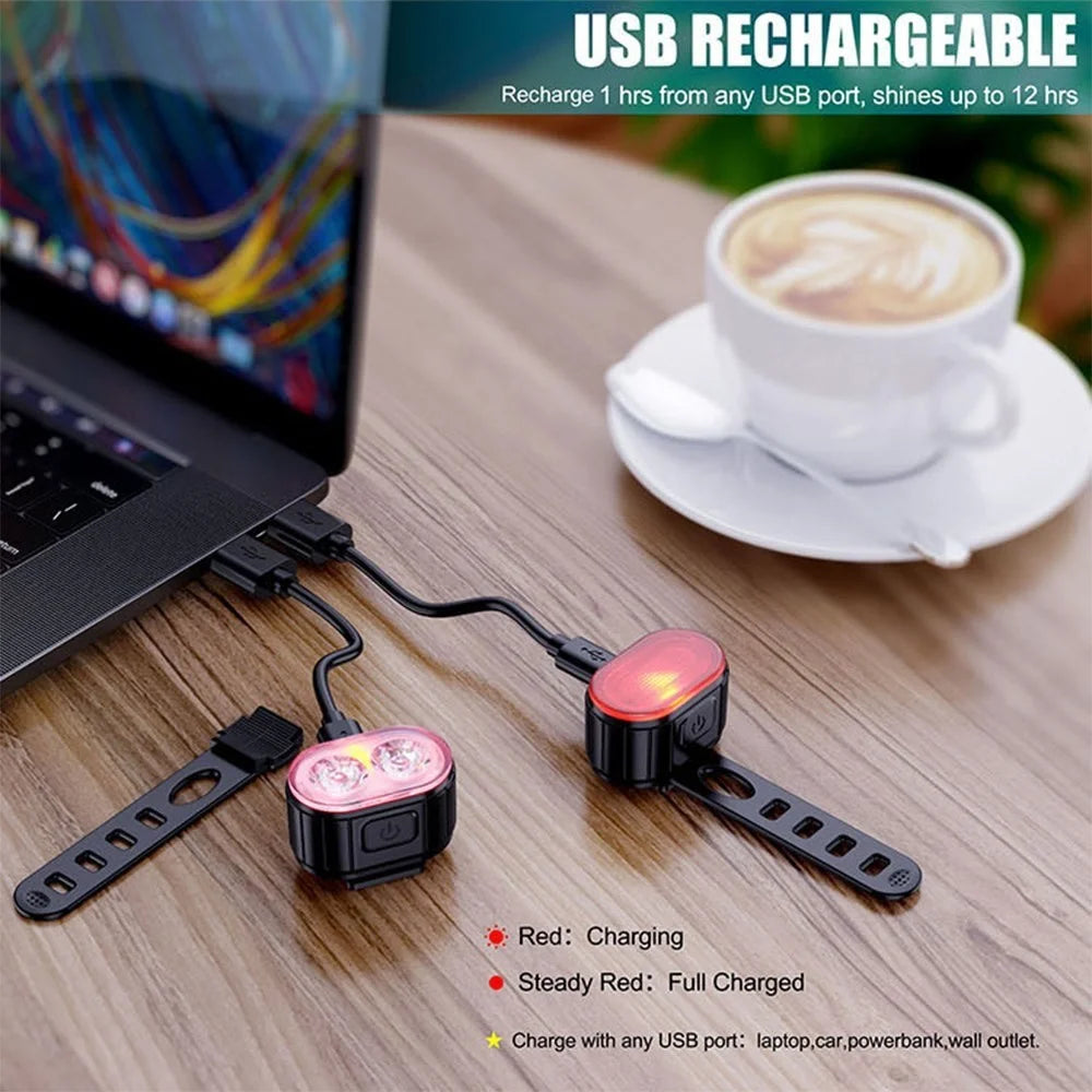 Q3 USB Rechargeable Bike Light Set IPX4 Waterproof Front and Rear Bicycle Lamps for Night Riding, 4+6 Lighting Modes - 3