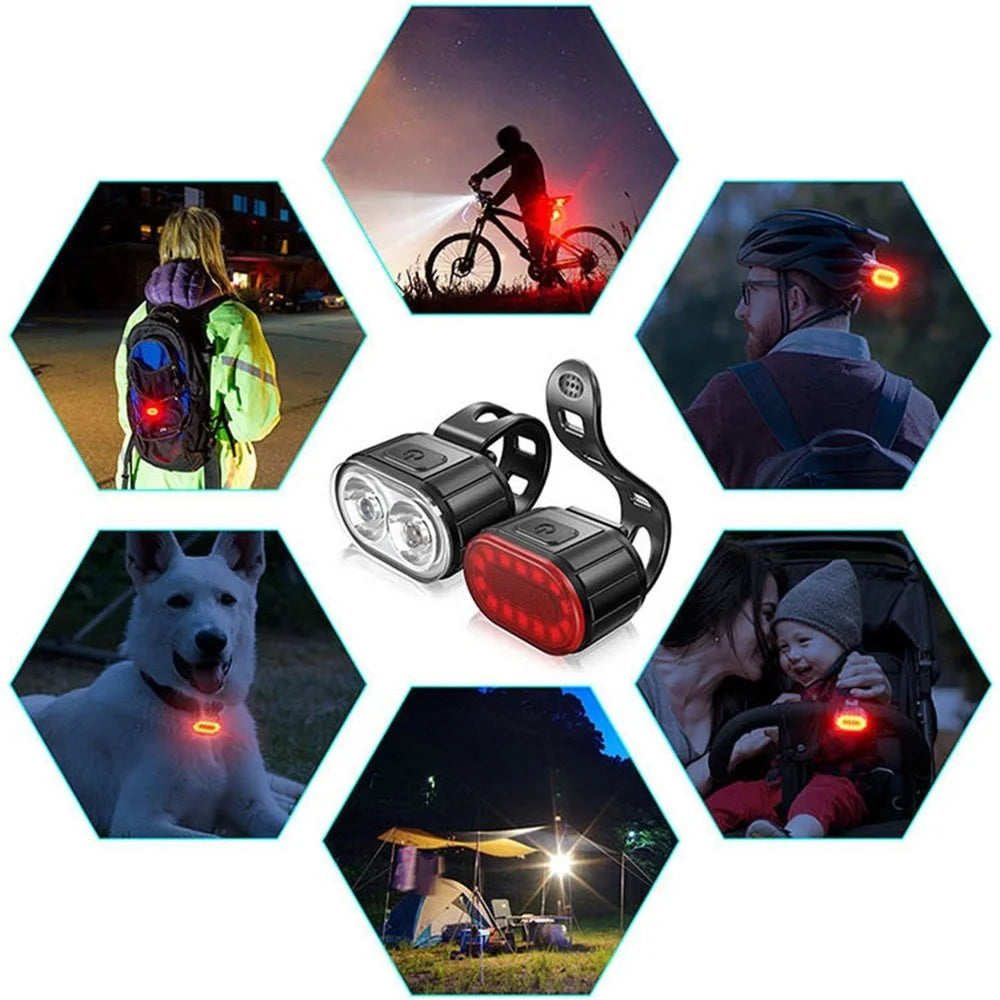 Q3 USB Rechargeable Bike Light Set IPX4 Waterproof Front and Rear Bicycle Lamps for Night Riding, 4+6 Lighting Modes - 5