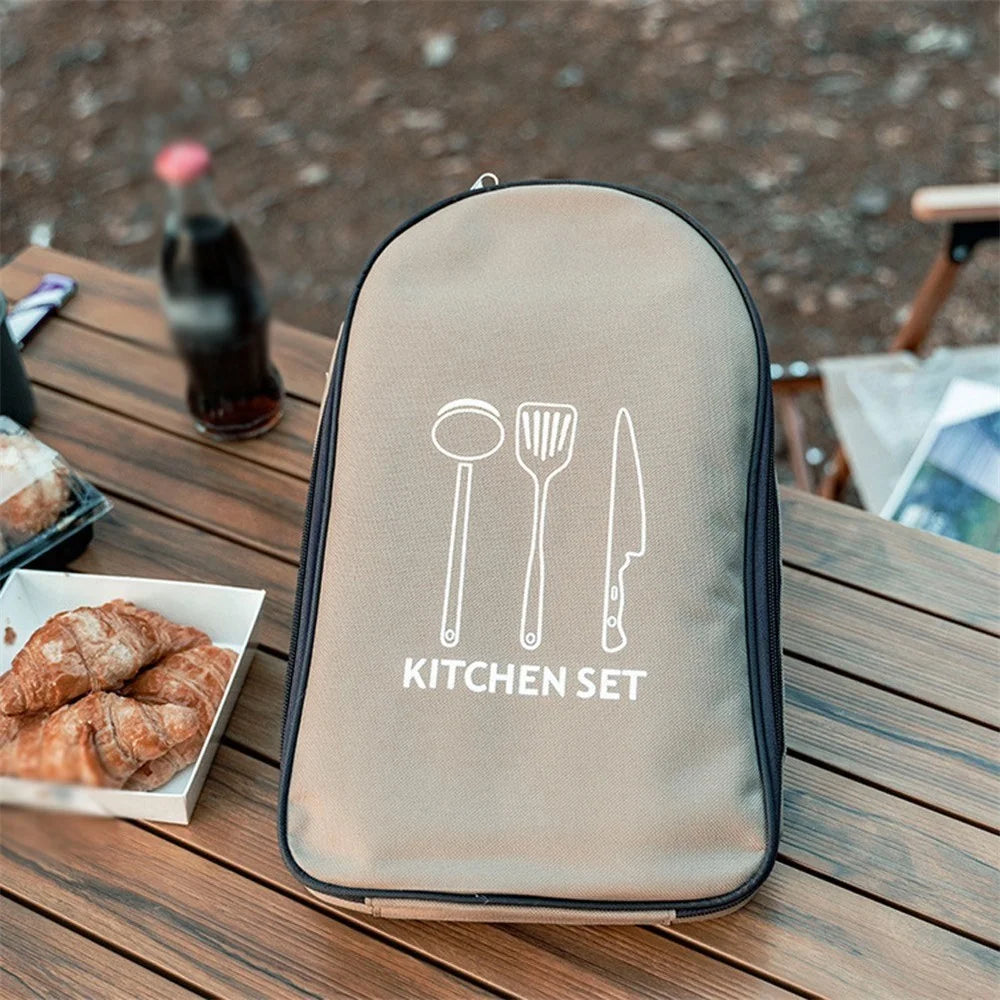 Camping Cookware Storage Bag Backpacking Cooking Utensils Organizer Portable Pouch for BBQ Camp Cookware Kitchen Kit - 2