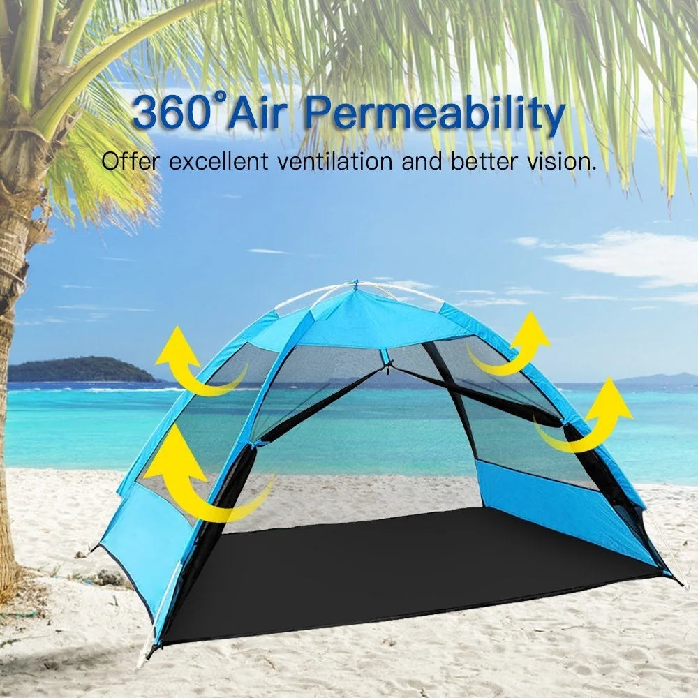 2 Person Pop-up Tent Automatic Instant Setup Family Cabin Tent Beach Leisure Net for Camping Hiking Traveling Mountaineering - 2
