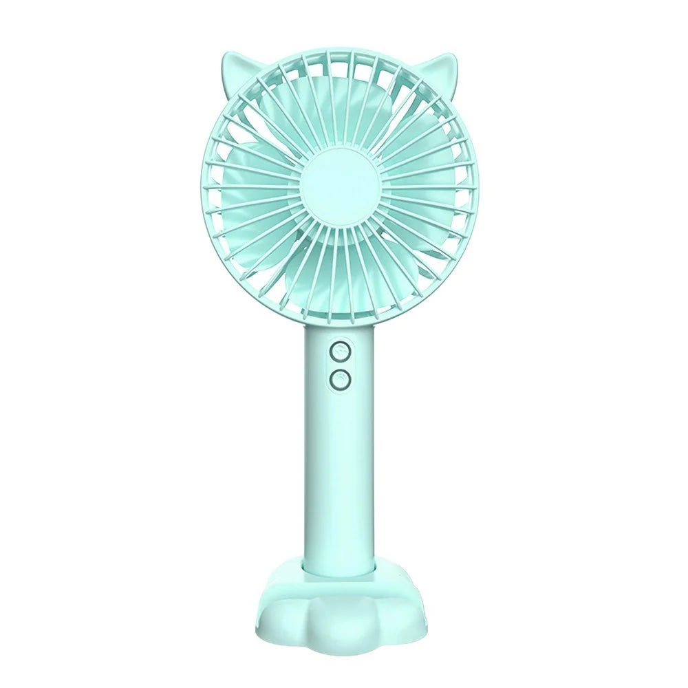 Handheld Portable Fan Battery Operated 3 Speed Personal Fan with Atmosphere Lamp for Travel Office Outdoor - Blue - 1