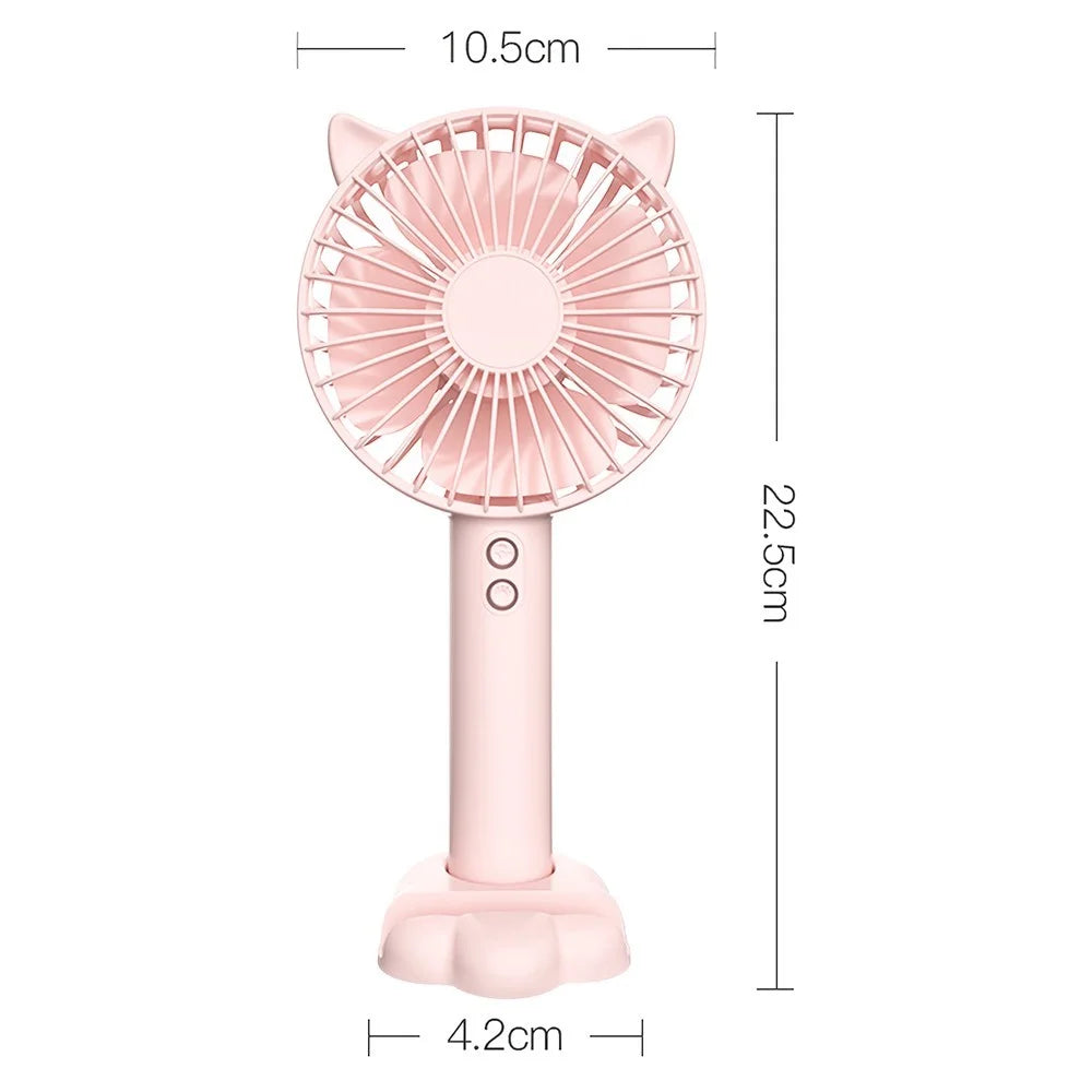 Handheld Portable Fan Battery Operated 3 Speed Personal Fan with Atmosphere Lamp for Travel Office Outdoor - Blue - 6