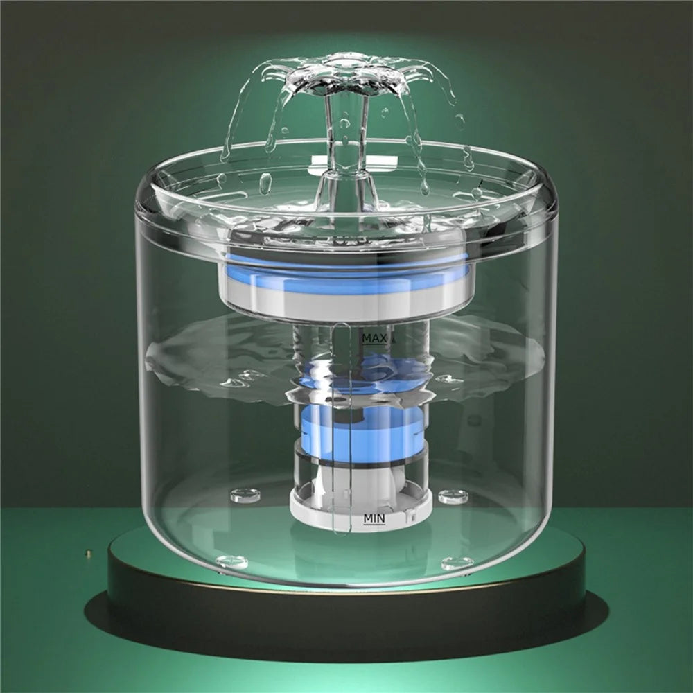 2.6L/88oz Cat Water Fountain Pet Water Fountain Transparent Automatic Cat Water Dispenser Pet Supply - EU Plug - 5