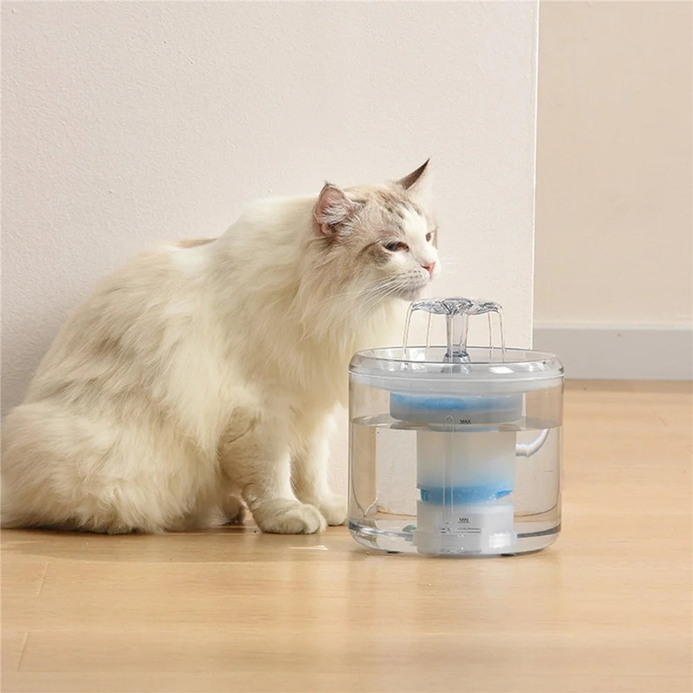 2.6L/88oz Cat Water Fountain Pet Water Fountain Transparent Automatic Cat Water Dispenser Pet Supply - EU Plug - 7