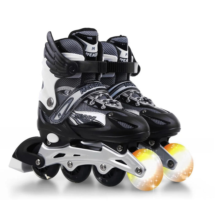 1 Pair Adjustable Roller Skates Children Flash Inline Skates Shoes Children Teens Beginner Advance - Size: M - 3