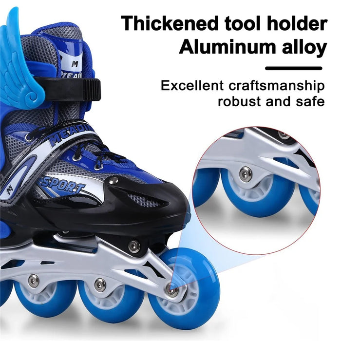 1 Pair Adjustable Roller Skates Children Flash Inline Skates Shoes Children Teens Beginner Advance - Size: M - 4