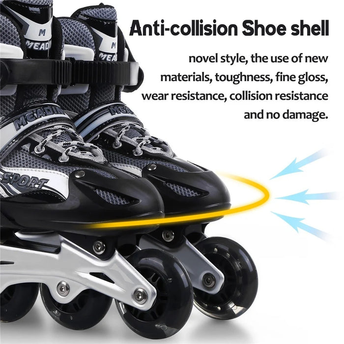 1 Pair Adjustable Roller Skates Children Flash Inline Skates Shoes Children Teens Beginner Advance - Size: M - 5