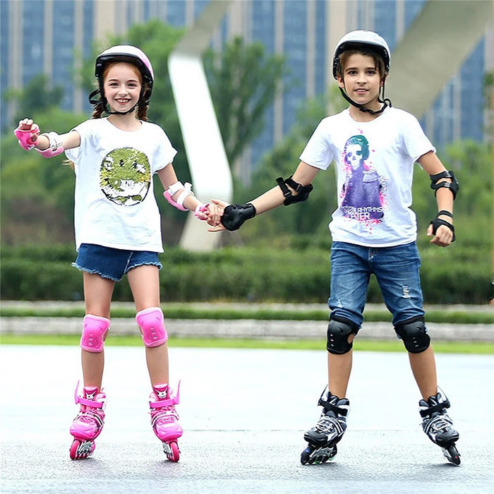1 Pair Adjustable Roller Skates Children Flash Inline Skates Shoes Children Teens Beginner Advance - Size: M - 6