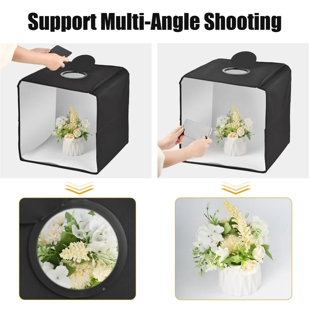 Portable Photo Studio 30 x 30cm/11.8 x 11.8-inch Portable Photo-Box Booth Mini Shooting Tent Kit with 6 Color Photo Backdrops for Product Photography - 2
