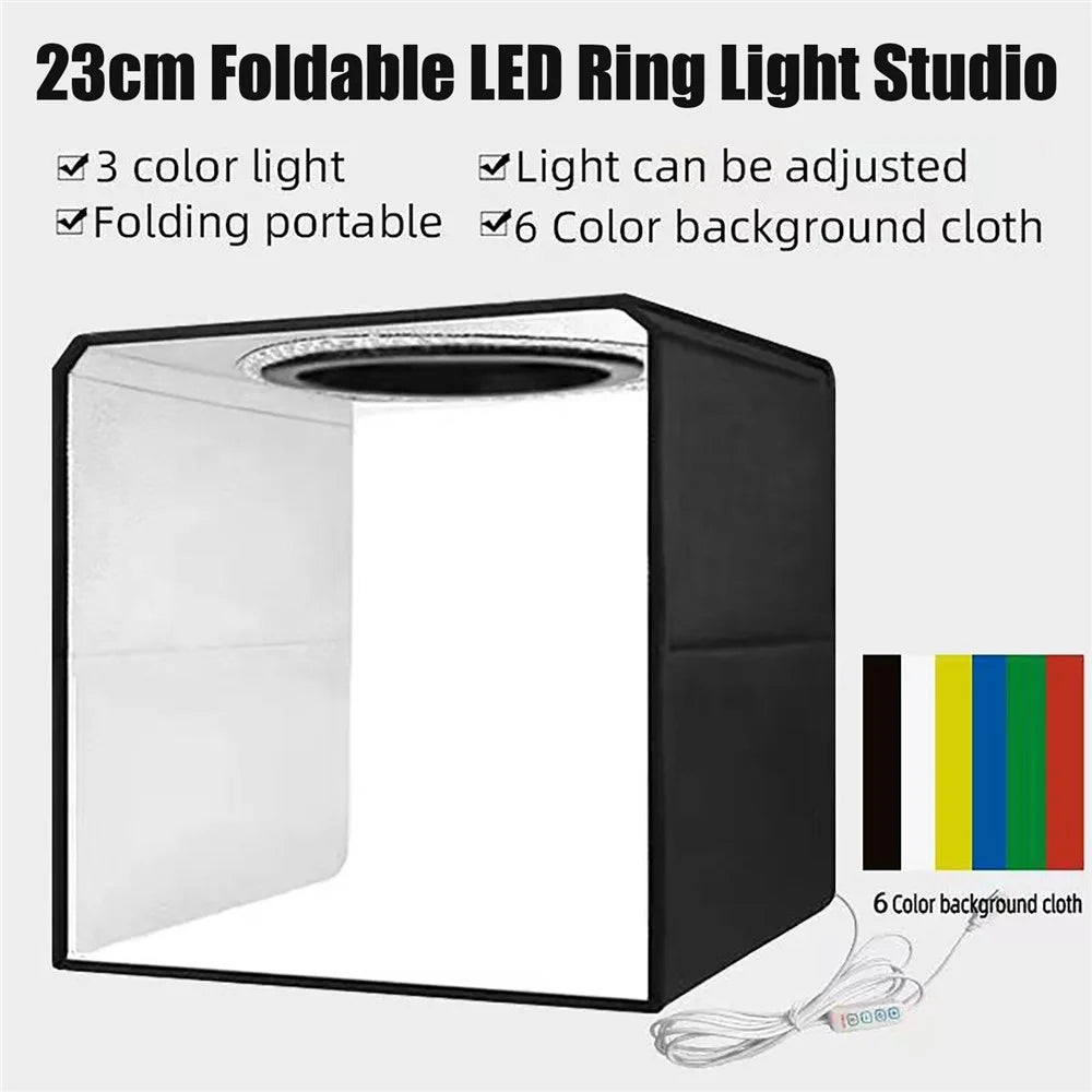 Portable Photo Studio 30 x 30cm/11.8 x 11.8-inch Portable Photo-Box Booth Mini Shooting Tent Kit with 6 Color Photo Backdrops for Product Photography - 3