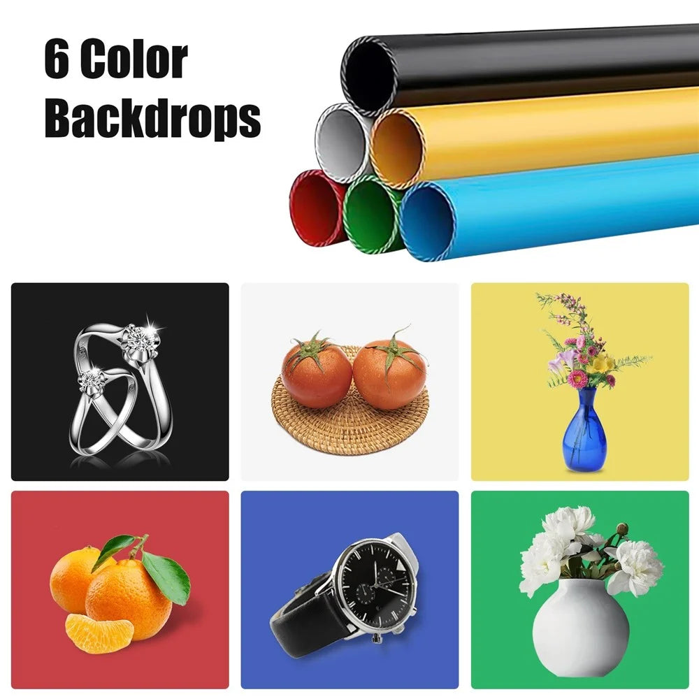 Portable Photo Studio 30 x 30cm/11.8 x 11.8-inch Portable Photo-Box Booth Mini Shooting Tent Kit with 6 Color Photo Backdrops for Product Photography - 4