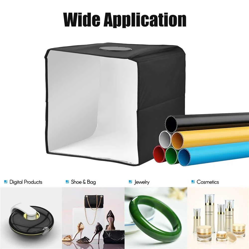 Portable Photo Studio 30 x 30cm/11.8 x 11.8-inch Portable Photo-Box Booth Mini Shooting Tent Kit with 6 Color Photo Backdrops for Product Photography - 6