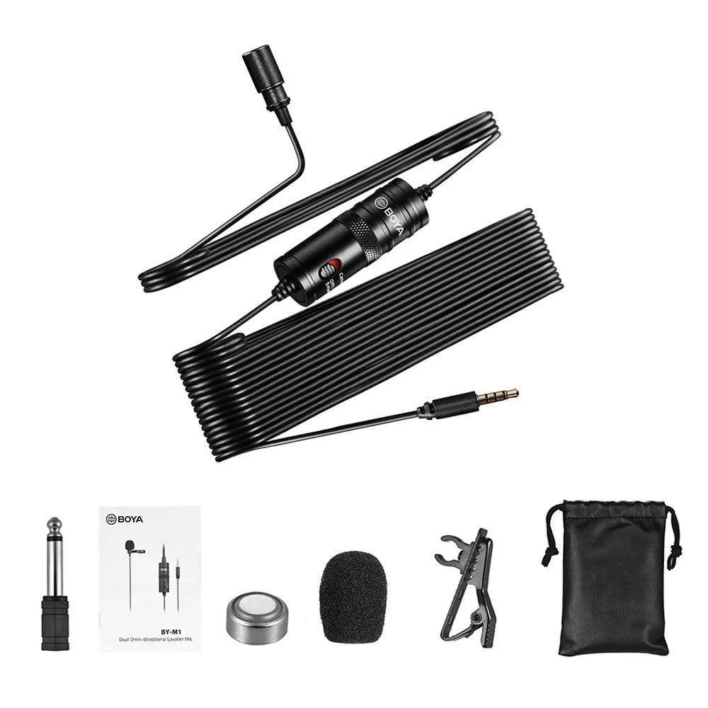 BOYA BY-M1 Microphone Lapel Clip-on Omni-directional Lavalier Condenser Mic with 3.5mm Plug for DSLR Camera Camcorder Smartphone PC - 3
