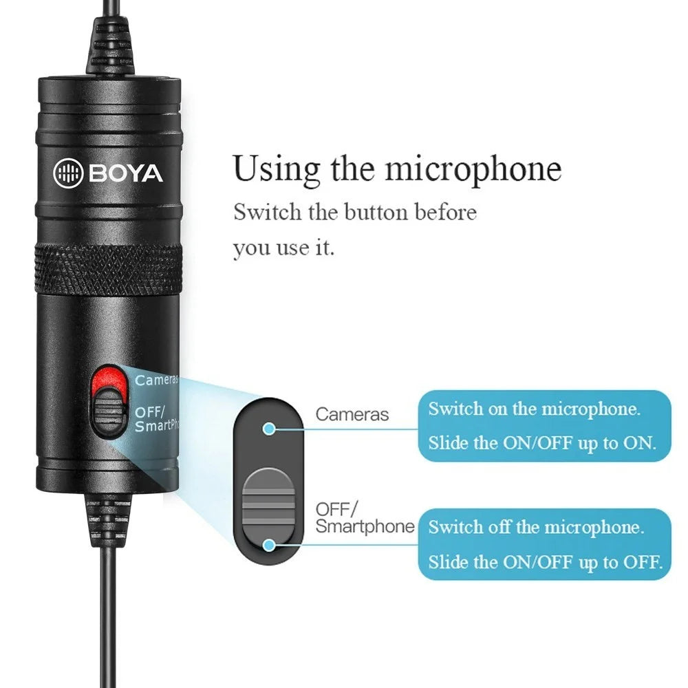 BOYA BY-M1 Microphone Lapel Clip-on Omni-directional Lavalier Condenser Mic with 3.5mm Plug for DSLR Camera Camcorder Smartphone PC - 7