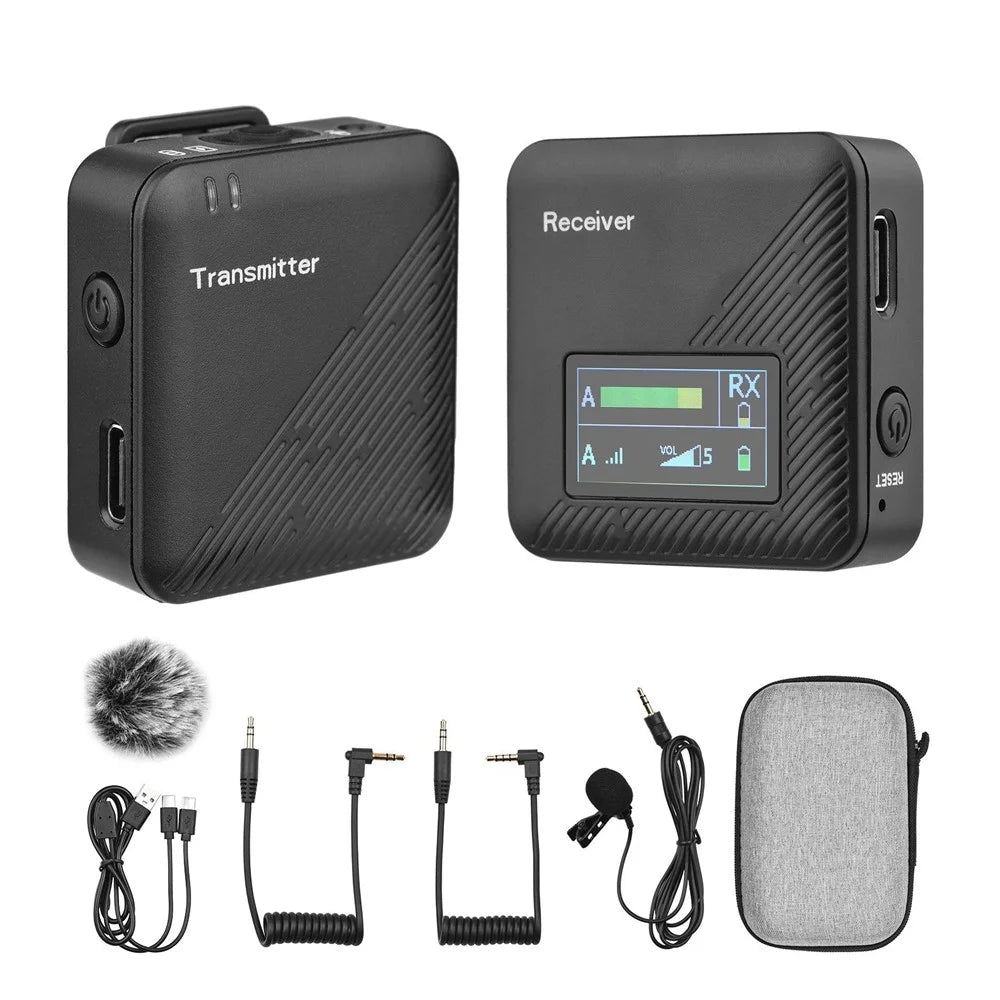2.4G Wireless Lavalier Microphone System Transmitter Receiver Omnidirectional Portable Mini Mic with Storage Case for Camera Smartphone Vlog Video Recording Interview Live-Streaming - 1