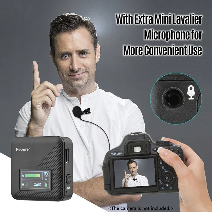 2.4G Wireless Lavalier Microphone System Transmitter Receiver Omnidirectional Portable Mini Mic with Storage Case for Camera Smartphone Vlog Video Recording Interview Live-Streaming - 7