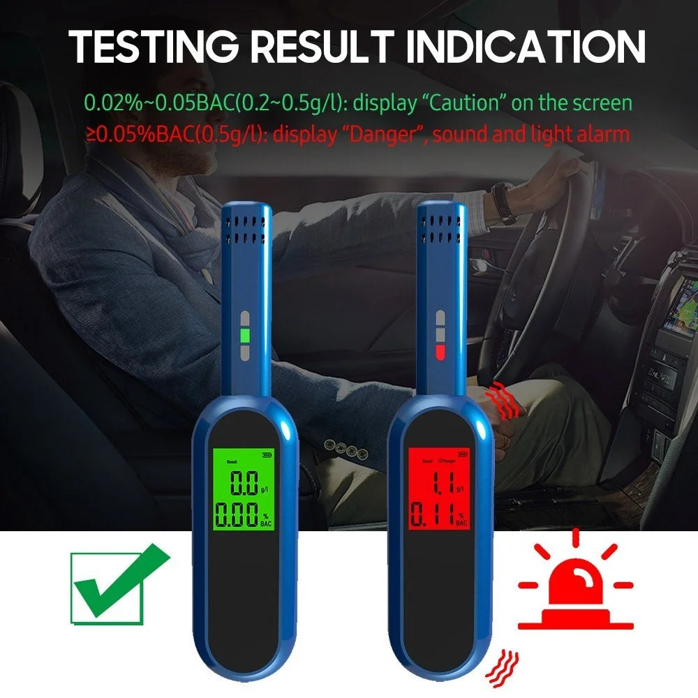 Portable Breath Alcohol Tester with LCD Screen Digital Breathalyzer Blowing Alcohol Tester Hand-held Drunk Driving Detection Gauge Battery Powered (No FDA, BPA-Free) - 6