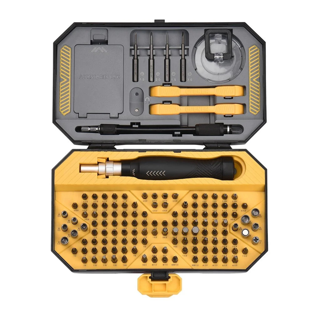 JAKEMY 145Pcs Multifunctional Screwdriver Bits Socket Set Portable High Precision Drive Socket Set Premium H4x28mm CR-V Alloy Steel Bits Kit with Magnetic Soft Pad for Home Electronics Maintenance - 1