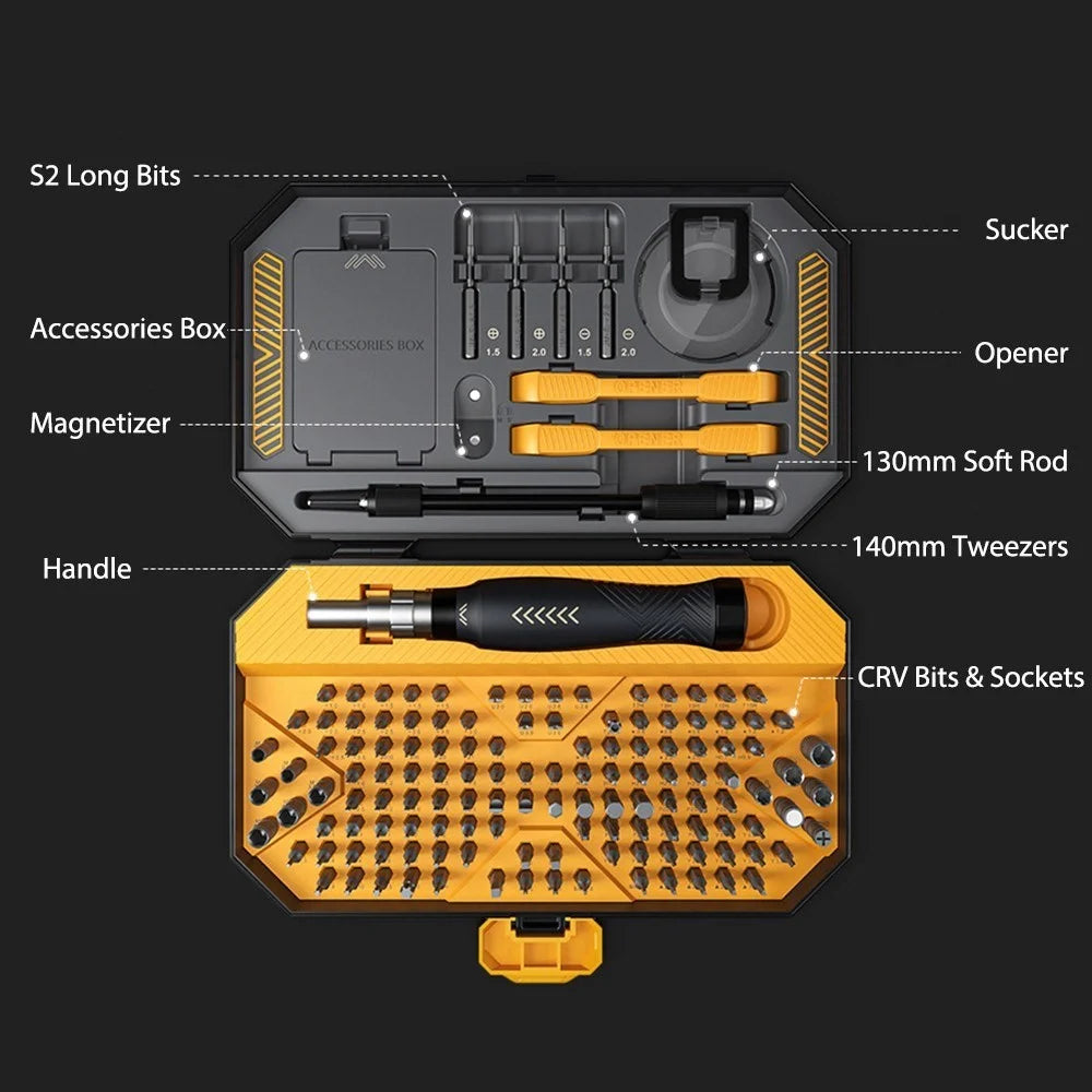 JAKEMY 145Pcs Multifunctional Screwdriver Bits Socket Set Portable High Precision Drive Socket Set Premium H4x28mm CR-V Alloy Steel Bits Kit with Magnetic Soft Pad for Home Electronics Maintenance - 7