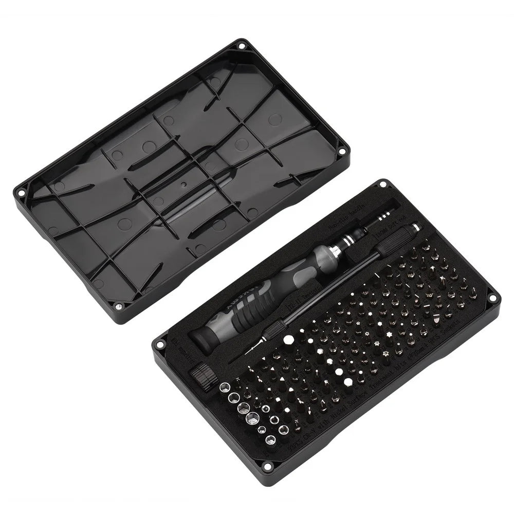 JAKEMY 106Pcs High Precision Screwdriver Bits Socket Set Multifunctional Drive Socket Set with 4x28mm Bits CR-V Alloy Steel Slotted Torx Star Hexagon Bits Kit with Extension Soft Rod Tweezers for Home - 5