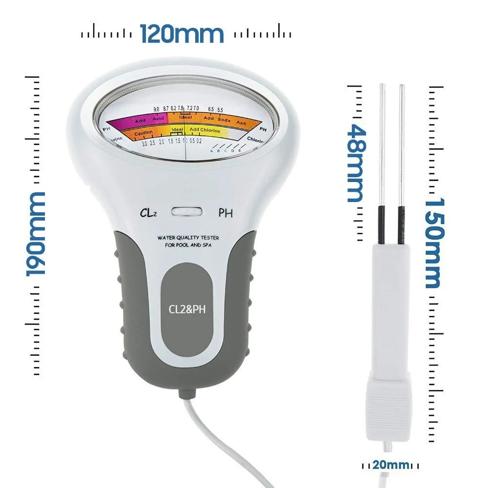 PC102 Handheld Water Quality Tester 2 in 1 PH/Chlorine Level CL2 Portable Meter Detector with Display for Swimming Pool Spa - 4