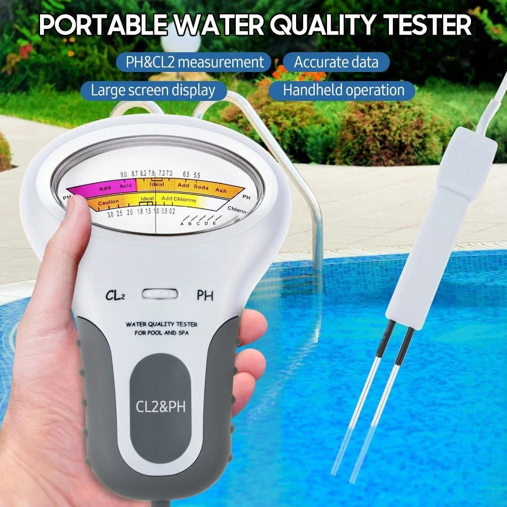 PC102 Handheld Water Quality Tester 2 in 1 PH/Chlorine Level CL2 Portable Meter Detector with Display for Swimming Pool Spa - 7