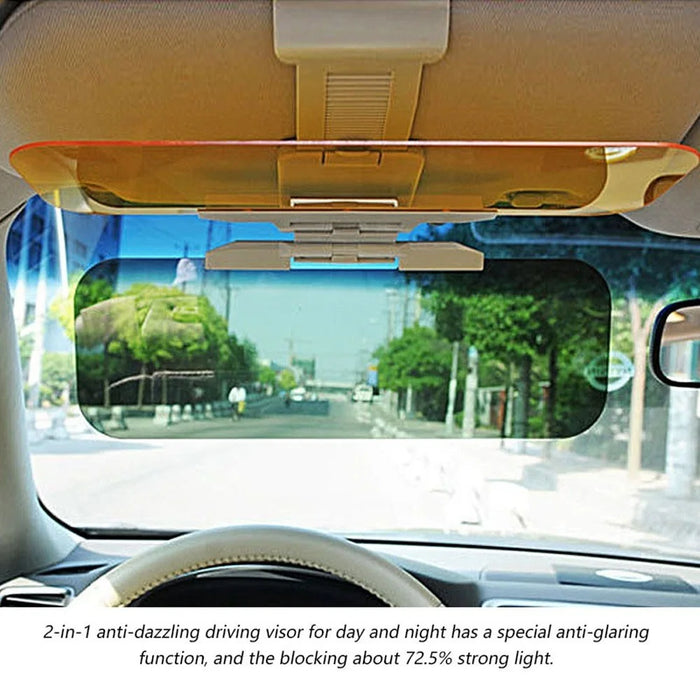 2-in-1 Car Anti-Dazzling Sun Visor for Day and Night Anti-Glaring Durable Sun Protection Vehicle Windshield Sunshade UV Blocker for Safety Driving - 2