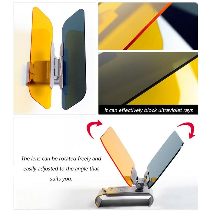 2-in-1 Car Anti-Dazzling Sun Visor for Day and Night Anti-Glaring Durable Sun Protection Vehicle Windshield Sunshade UV Blocker for Safety Driving - 4