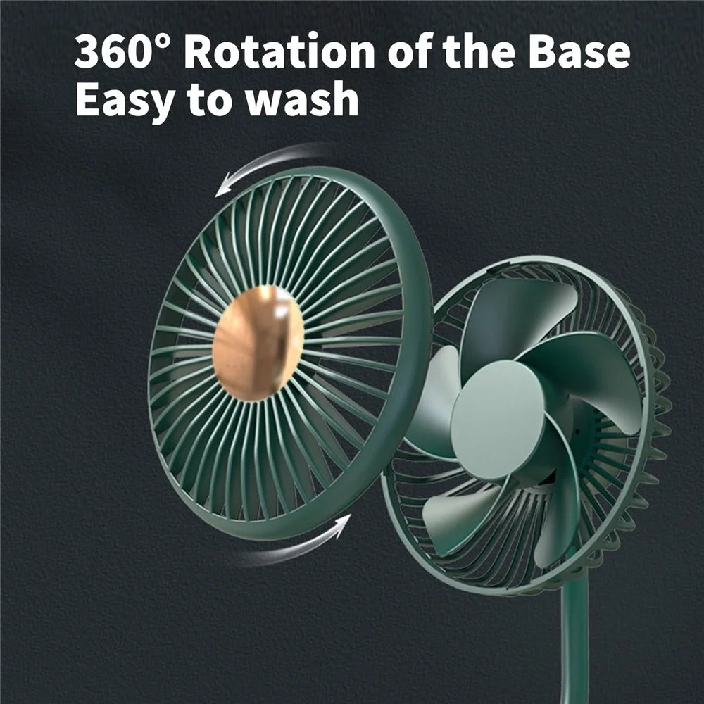 Portable Mini Car Fan Low Noise Powerful Silent Fan 3 Speeds Settings 360-degree Rotation Car Desk Fan for Car/Home/Office/Travel - Black - 3