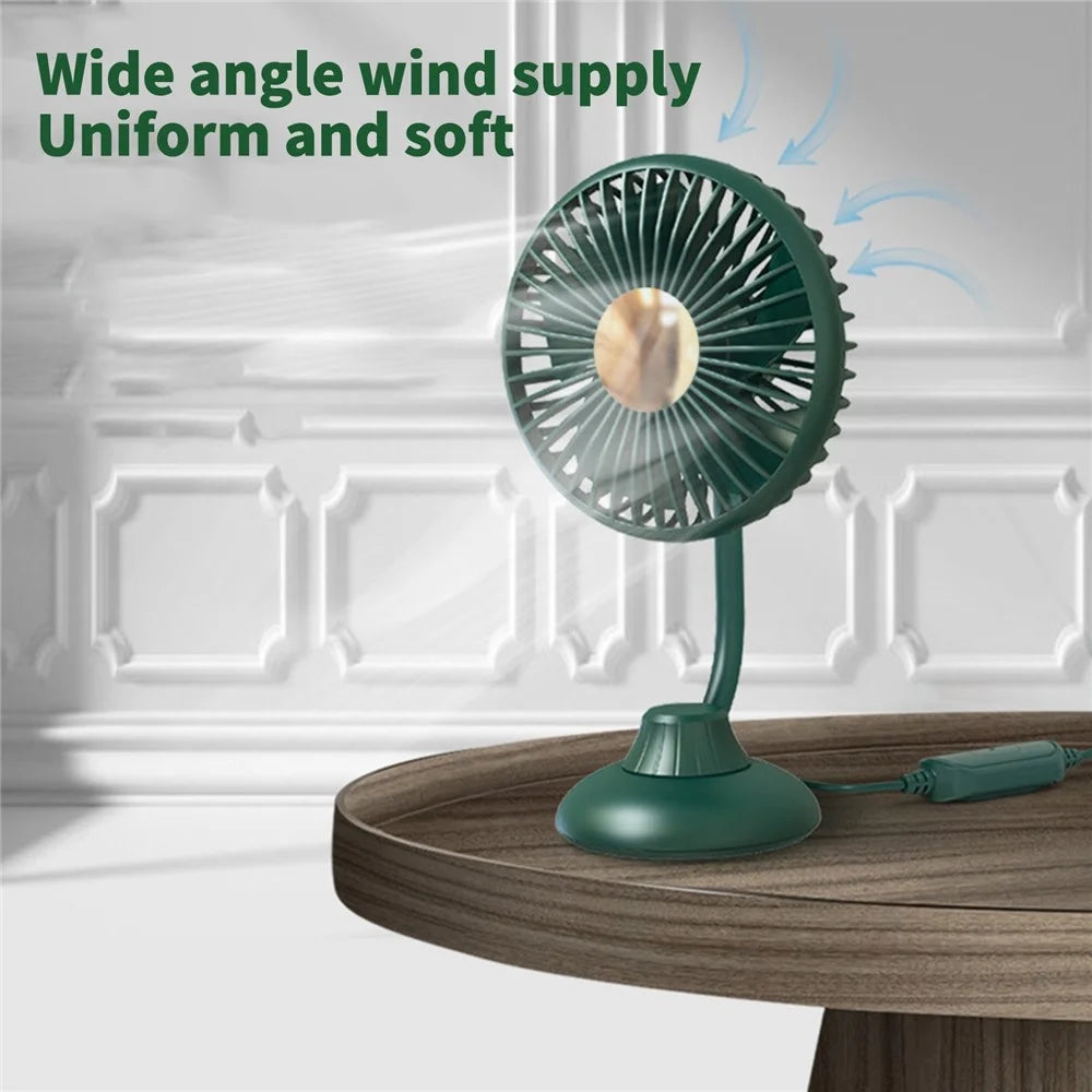 Portable Mini Car Fan Low Noise Powerful Silent Fan 3 Speeds Settings 360-degree Rotation Car Desk Fan for Car/Home/Office/Travel - Black - 4