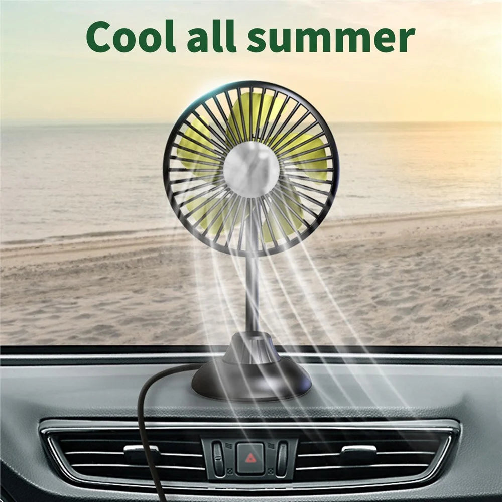 Portable Mini Car Fan Low Noise Powerful Silent Fan 3 Speeds Settings 360-degree Rotation Car Desk Fan for Car/Home/Office/Travel - Black - 5