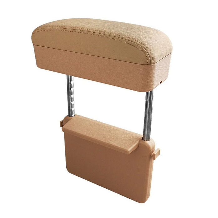Waterproof Anti-stains Surface Car Armrest Support Adjustable Height Durable Elbow Rest Cushion Arm Rest Box Pad Center Console Storage Organizer - Beige - 1