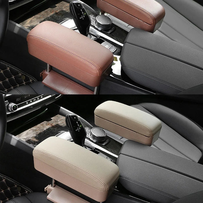 Waterproof Anti-stains Surface Car Armrest Support Adjustable Height Durable Elbow Rest Cushion Arm Rest Box Pad Center Console Storage Organizer - Beige - 4
