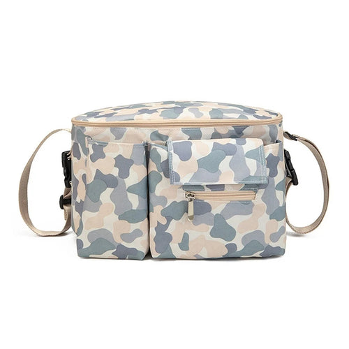 Large Capacity Baby Diaper Bag Dual Straps for Travel Stroller Bag Motorcycle Bicycle Storage Case - Grey - 1