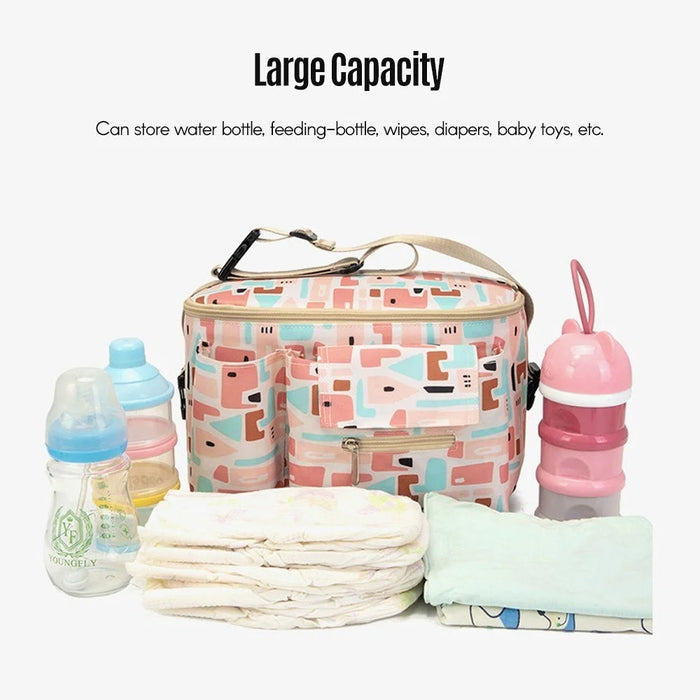 Large Capacity Baby Diaper Bag Dual Straps for Travel Stroller Bag Motorcycle Bicycle Storage Case - Grey - 2
