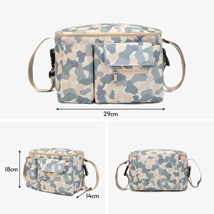 Large Capacity Baby Diaper Bag Dual Straps for Travel Stroller Bag Motorcycle Bicycle Storage Case - Grey - 3