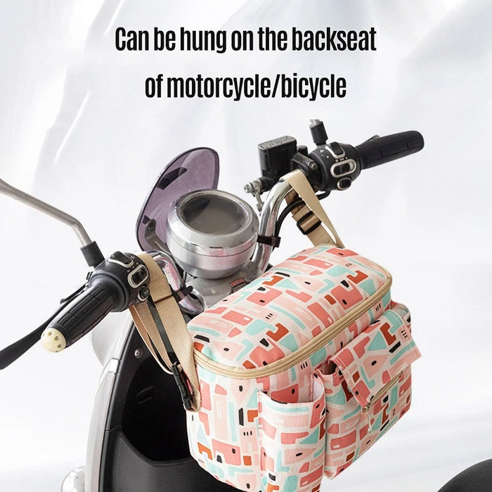 Large Capacity Baby Diaper Bag Dual Straps for Travel Stroller Bag Motorcycle Bicycle Storage Case - Grey - 5