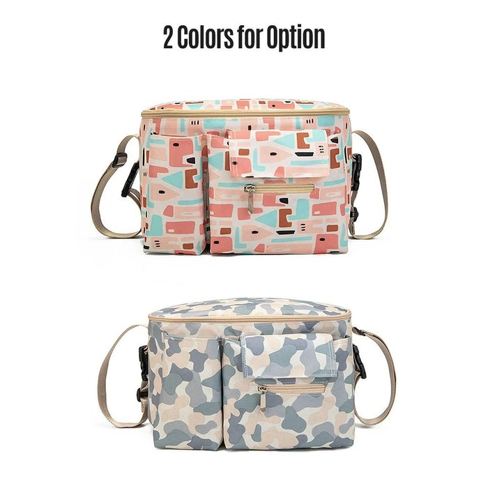 Large Capacity Baby Diaper Bag Dual Straps for Travel Stroller Bag Motorcycle Bicycle Storage Case - Grey - 7