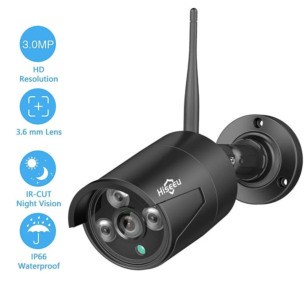 HISEEU 3.0MP IP Camera Security Monitor Camera IP66 Waterproof Surveillance Webcam Devices with Intelligent Motion Detection/Alerts System for Home Office - Black - 1
