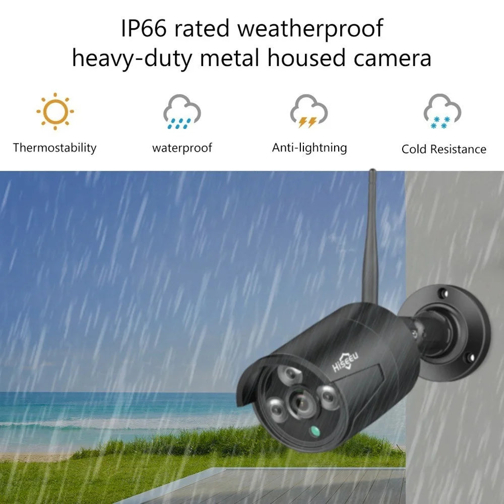HISEEU 3.0MP IP Camera Security Monitor Camera IP66 Waterproof Surveillance Webcam Devices with Intelligent Motion Detection/Alerts System for Home Office - Black - 3
