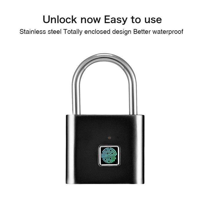 Smart Fingerprint Padlock Small Size Padlock Cabinet Fingerprint Lock Mini Fingerprint Lock - Black - 3