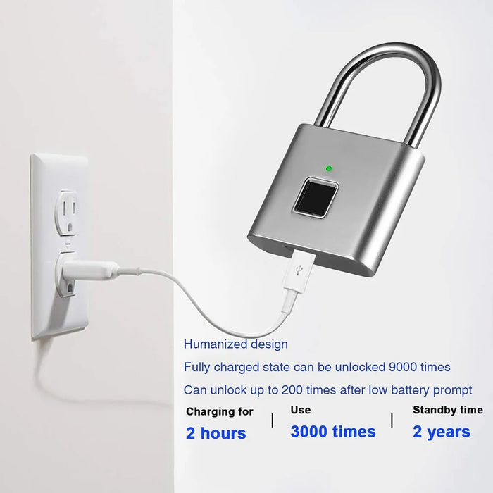 Smart Fingerprint Padlock Small Size Padlock Cabinet Fingerprint Lock Mini Fingerprint Lock - Black - 5