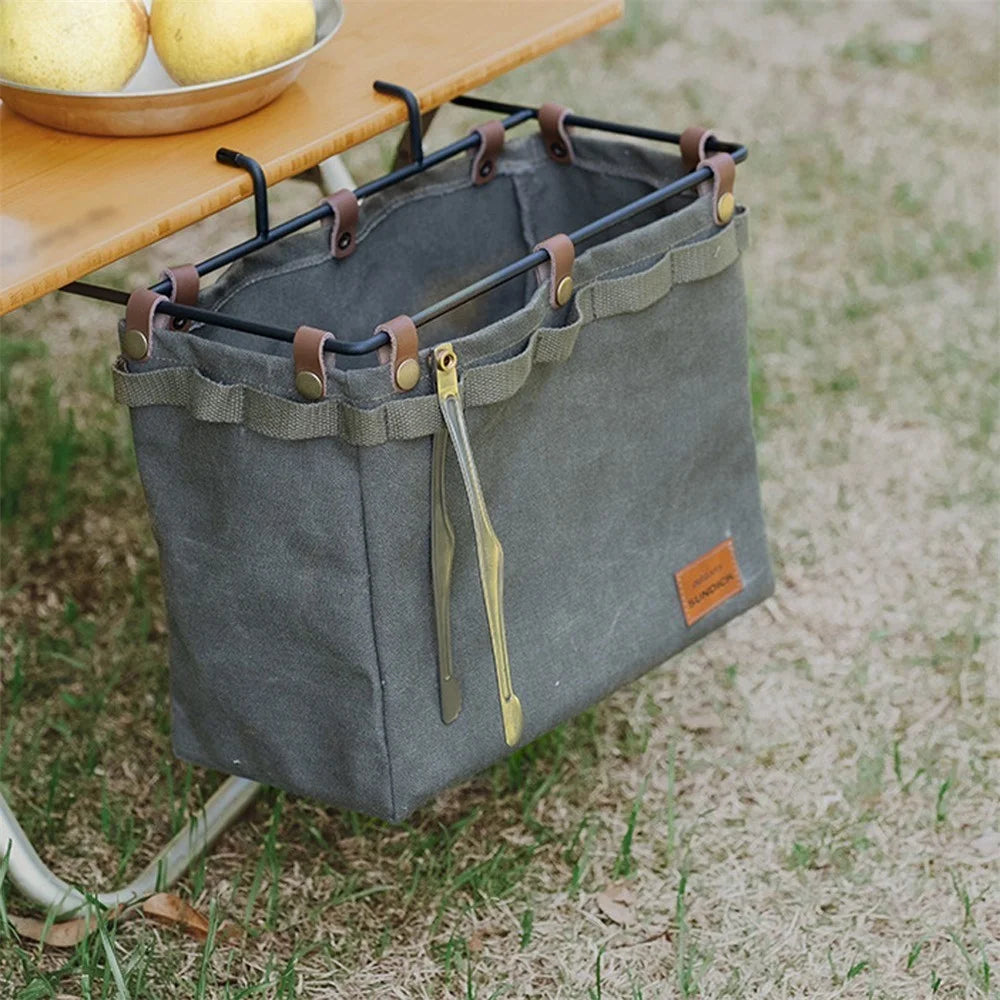 SUNDICK Outdoor Camping Desk Side Hangings Foldable Storage Bag Outdoor Picnic Portable Storage Bag Multifunctional Large Capacity Basket Organizer - Green - 2