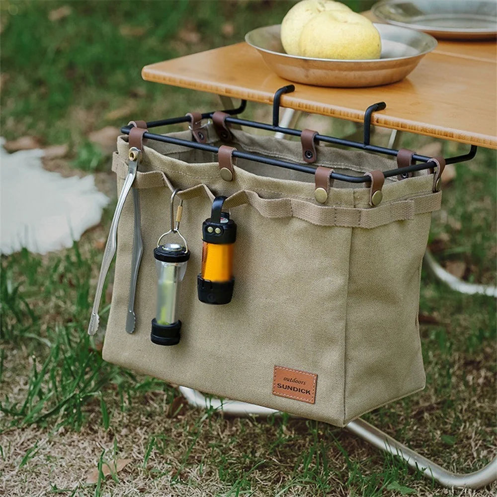 SUNDICK Outdoor Camping Desk Side Hangings Foldable Storage Bag Outdoor Picnic Portable Storage Bag Multifunctional Large Capacity Basket Organizer - Green - 5