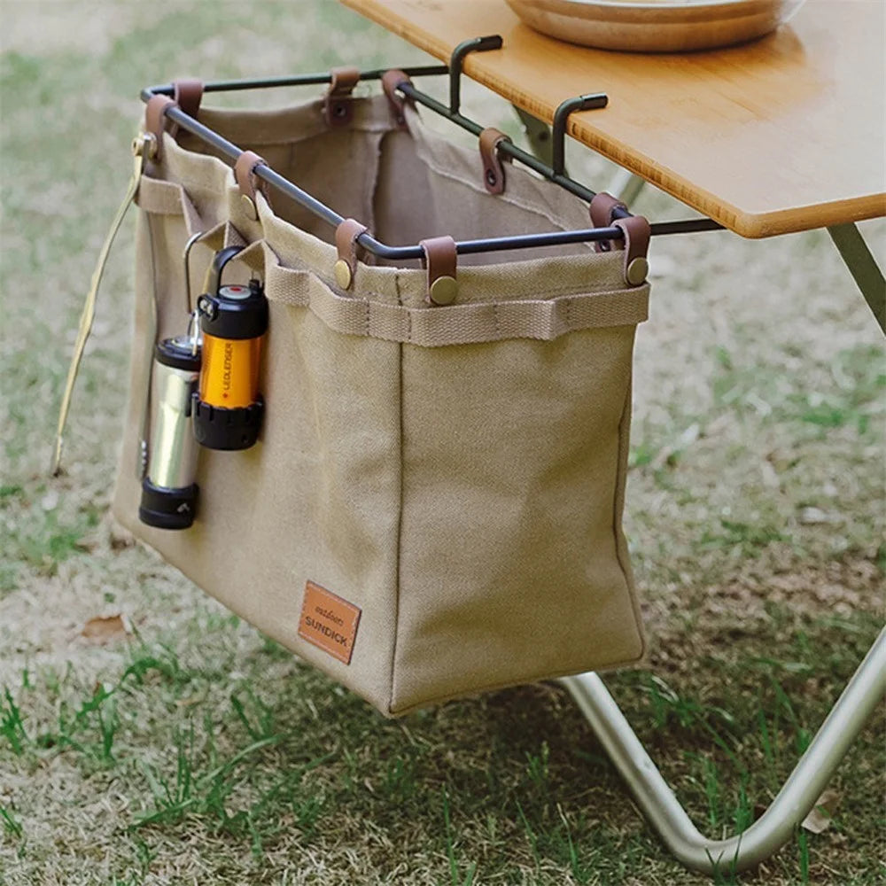 SUNDICK Outdoor Camping Desk Side Hangings Foldable Storage Bag Outdoor Picnic Portable Storage Bag Multifunctional Large Capacity Basket Organizer - Green - 7